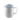 Eine weiß lackierte Edelstahl Milchkanne in zylindrische Ausführung einem Schnabel auf der linken Seite zum Eingießen der Milch. Der eckig geformte Griff befindet sich auf der rechten Seite.